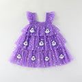 Girls' Halloween Flutter Sleeve Strapless Layered Dress, Ghost Pumpkin Style Holiday Formal Dress